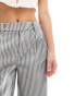 Object wide leg trousers in grey stripe