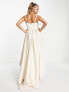 ASOS DESIGN Premium corset bubble high low hem maxi dress in cream