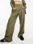 JDY wide leg tailored trousers co-ord in khaki