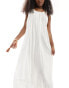 ASOS DESIGN textured dobby drop hem maxi beach dress in ivory