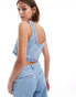 ASOS DESIGN denim vest top in lightwash blue co-ord