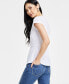 Women's Embellished-Waist Cotton T-Shirt, Created for Macy's