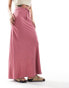 ASOS DESIGN linen look tie waist bias maxi skirt in rose