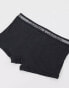 Calvin Klein 3 pack trunks with logo waistband in black white and grey