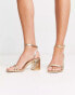 Truffle Collection Wide Fit – Zarte Sandalen in Gold mit eckiger Zehenpartie, Blockabsatz und weiter Passform