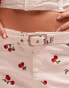 Mango cherry print buckle shorts in white