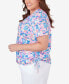 Plus Size Paradise Island Geometric Top with Braided Neckline