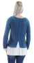 Kensie Women's Knit Contrast Trim Ribbed Long Sleeve Pullover Sweater Blue M