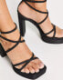 Topshop Wide Fit Spencer strippy platform sandal in black glitter