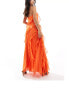 Forever New Petite bandeau ruffle midaxi dress in orange