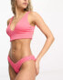 We Are We Wear rib amy plunge bikini top in cerise pink