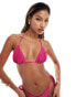 South Beach shimmer crinkle triangle bikini top in pink