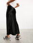 New Look satin midi skirt in black