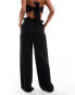 4th & Reckless tulum draw string wide leg beach trouser co-ord in black