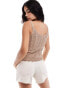 Vero Moda v neck textured knitted vest top in beige