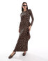 ASOS DESIGN crinkle long sleeve maxi dress in leopard print