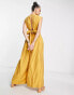 ASOS DESIGN blouson bodice cut out jumpsuit with wide leg in mustard