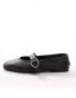 ASOS DESIGN Wide Fit Luxe Premium Leather Mary Jane ballet in Black