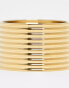 ASOS DESIGN waterproof stainless steel ribbed ring in gold tone