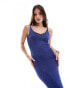 Mango knitted lurex midi dress in blue