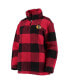 Women's Red, Black Chicago Blackhawks Plaid Sherpa Quarter-Zip Jacket