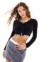 Urban Revivo long sleeve chenille knitted cardigan with halter cami underlayer in black