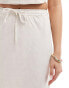 In The Style linen look drawstring midaxi skirt in stone