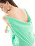 ASOS DESIGN satin square neck maxi dress with cowl back detail in Green