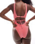 South Beach glitter cut out wrap front swimsuit in watermelon