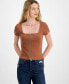 Juniors' Square-Neck Double-Zip Tee