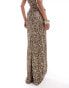 ASOS DESIGN co-ord slinky knot detail fishtail maxi skirt in animal