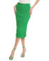 Ganni Smocked Satin Pencil Skirt Women's Green 32