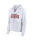 Women's White/Gray Illinois Fighting Illini Arch Logo Striped Notch Neck Pullover Hoodie