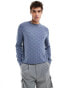 Armani Exchange all over logo jumper in blue