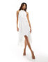 AX Paris halterneck ruffle hem tie waist midi dress in white