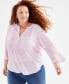 Plus Size Printed Pintuck Top, Created for Macy's