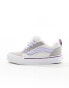 Vans Knu Skool trainers with purple laces in grey and white