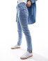 Pieces Kelly high waisted tapered ankle jeans in light blue