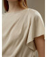 Women's Short Rippled Batwing Sleeves Silk Shirt