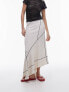 Topshop Panelled Disjointed Asymmetric Jersey Skirt in Cream