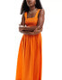 ASOS DESIGN shirred bust maxi beach dress in orange