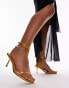 Topshop Wide Fit Fina barely there mid heeled sandals in gold