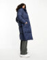 Threadbare Tall Treacle shawl collar oversized puffer coat in navy