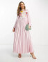 ASOS DESIGN satin maxi pleated dress with embroidery in pink