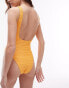 Topshop textured scoop back swimsuit in orange