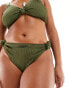 South Beach Curve knot front high waist crinkle bikini bottom in sage green