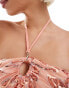 Labelrail x Olivia Grace Herring sequin mesh halter top in peachy pink