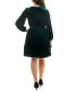 Plus Size V-Neck Long-Sleeve Smocked-Waist Velvet Dress