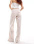 Bershka tie waist pocket detail linen trousers in pale pink