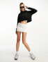 Night Addict cropped hoodie with baddie print in black